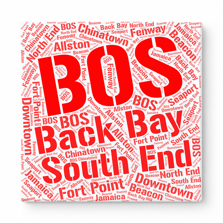 Boston Neighborhoods Word Art — Red