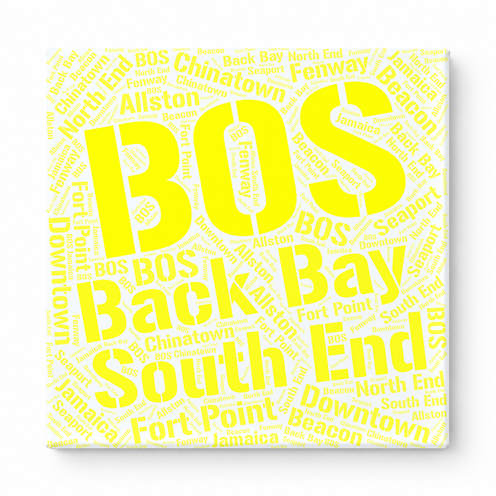 Boston Neighborhoods Word Art — Yellow