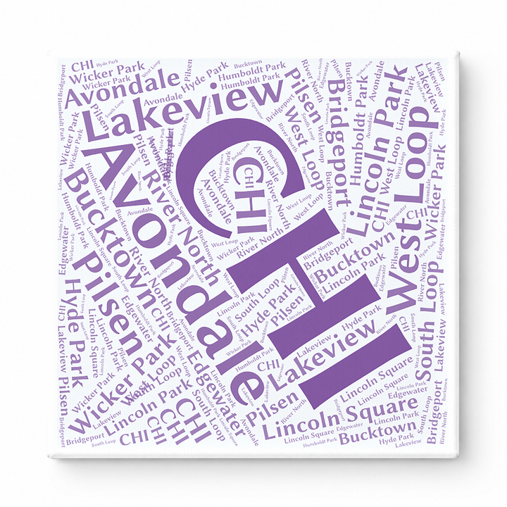 Chicago Neighborhoods Word Art — Purple