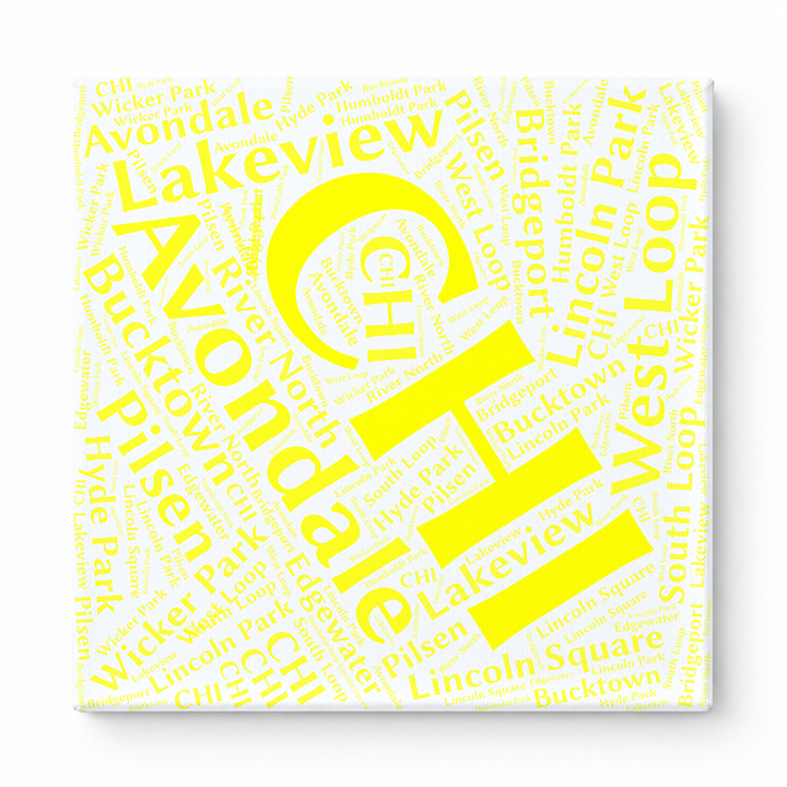 Chicago Neighborhoods Word Art — Yellow