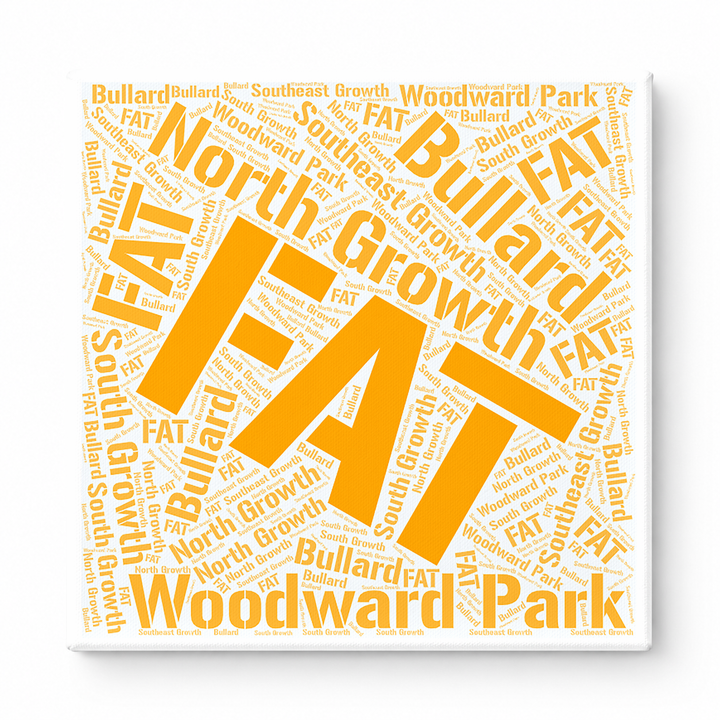 Fresno Neighborhoods Word Art — Orange