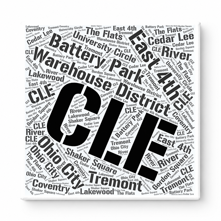 Cleveland Neighborhoods Word Art — Black