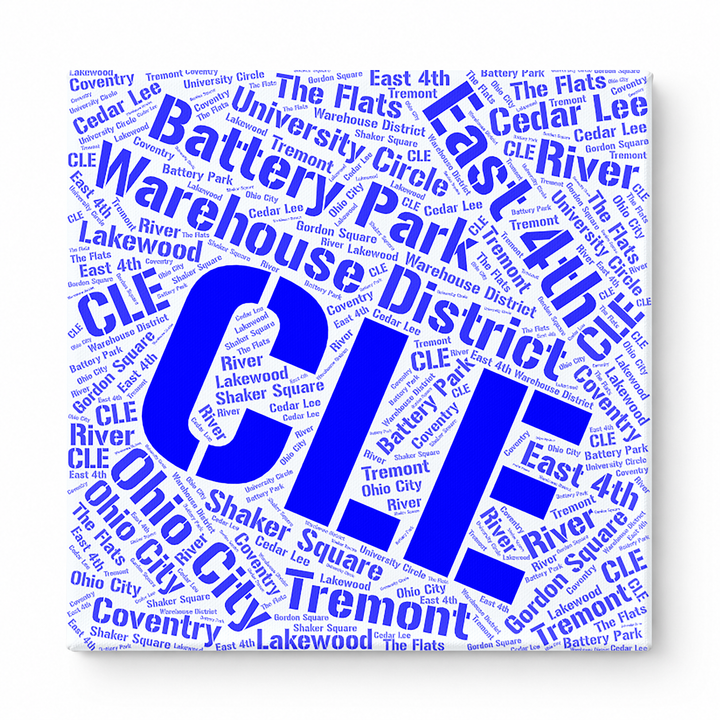 Cleveland Neighborhoods Word Art — Blue