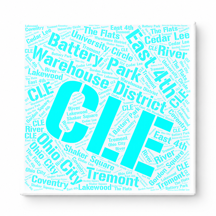 Cleveland Neighborhoods Word Art — Cyan