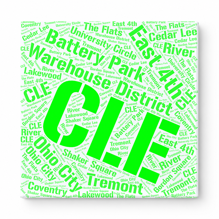 Cleveland Neighborhoods Word Art — Green