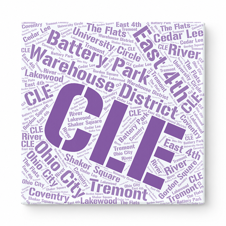Cleveland Neighborhoods Word Art — Purple