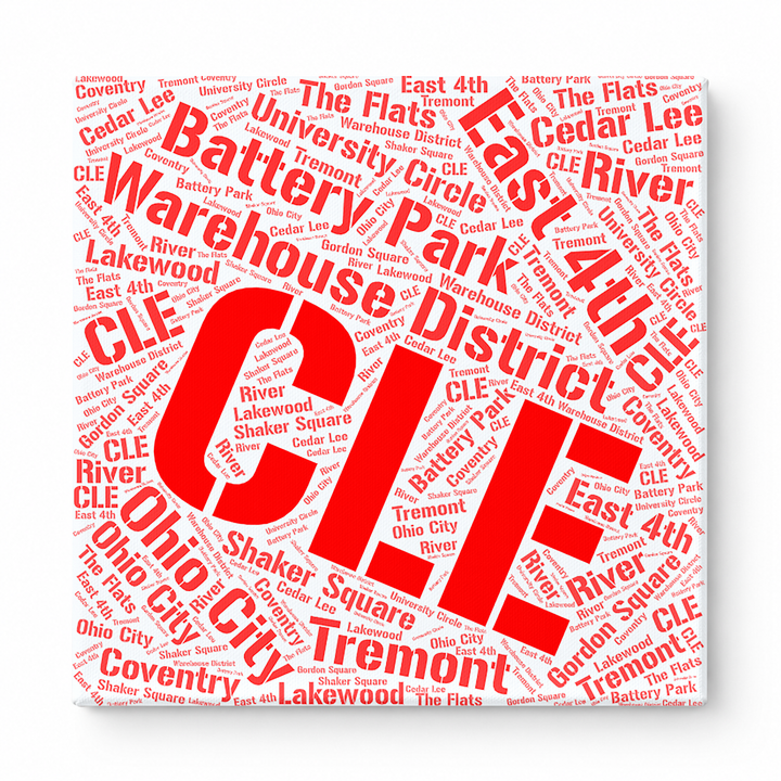 Cleveland Neighborhoods Word Art — Red