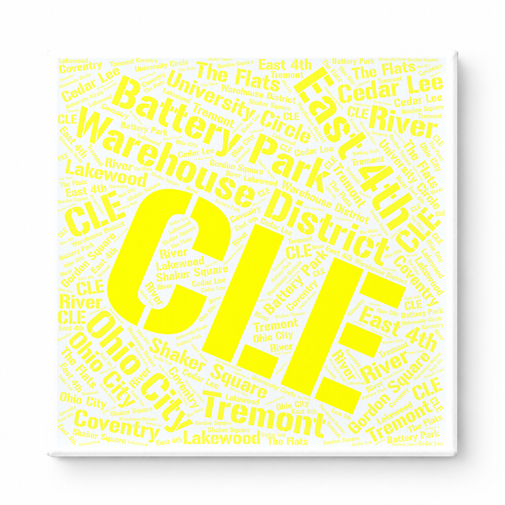 Cleveland Neighborhoods Word Art — Yellow