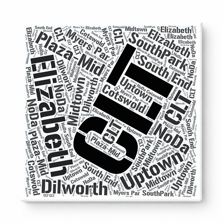 Charlotte Neighborhoods Word Art — Black