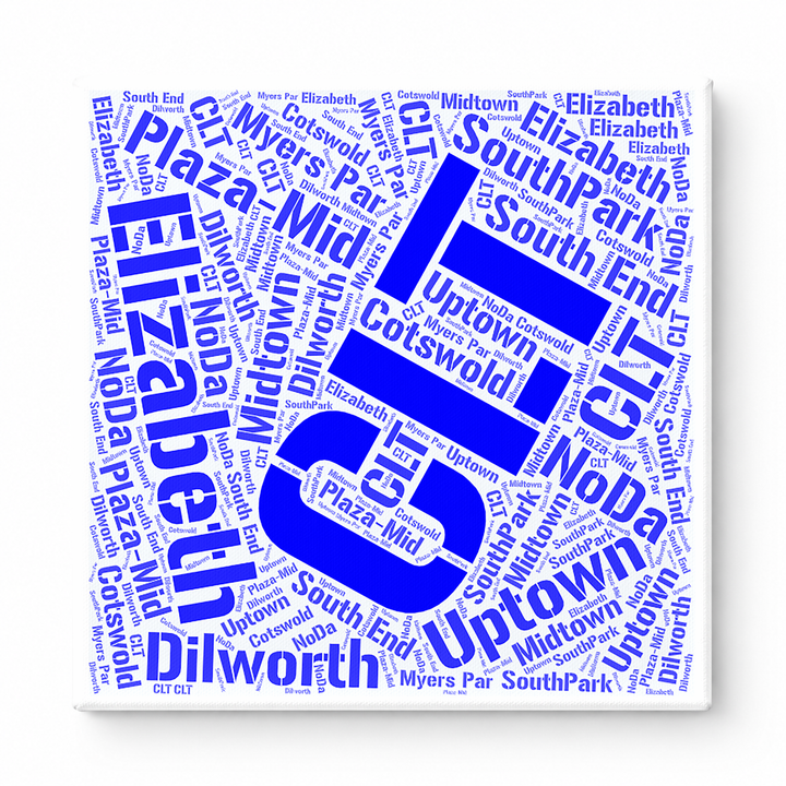 Charlotte Neighborhoods Word Art — Blue