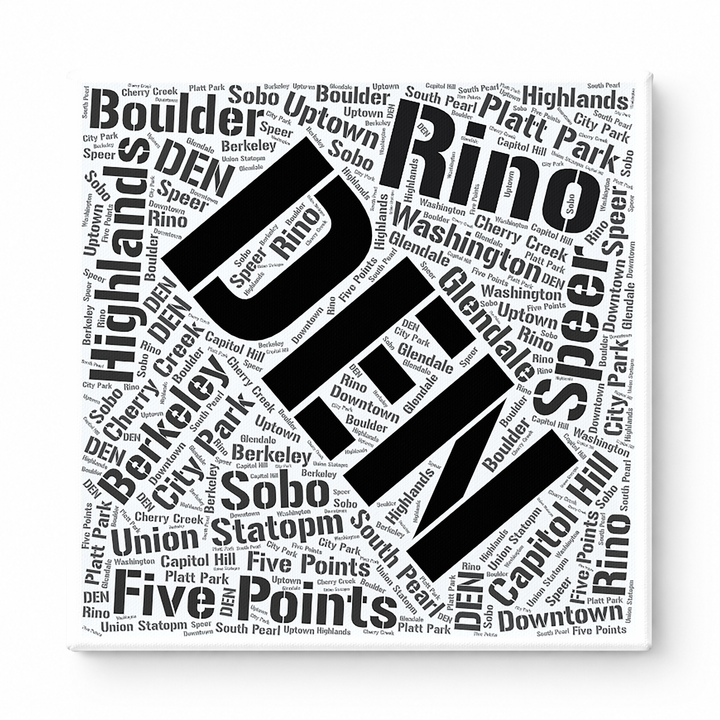 Denver Neighborhoods Word Art — Black