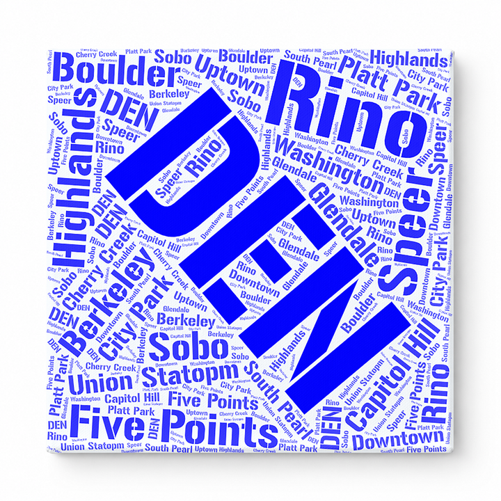 Denver Neighborhoods Word Art — Blue