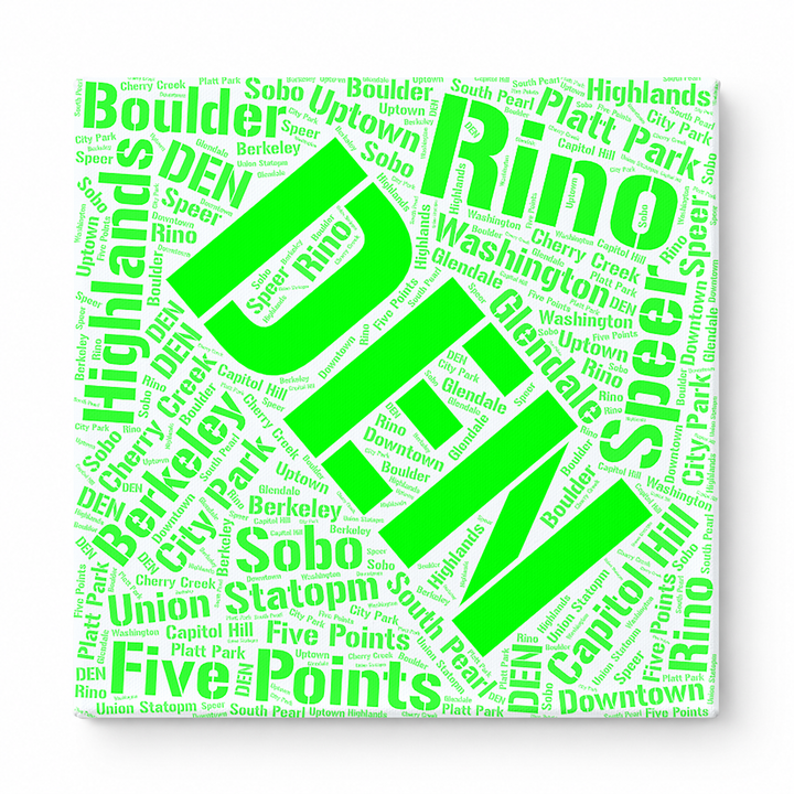 Denver Neighborhoods Word Art — Green