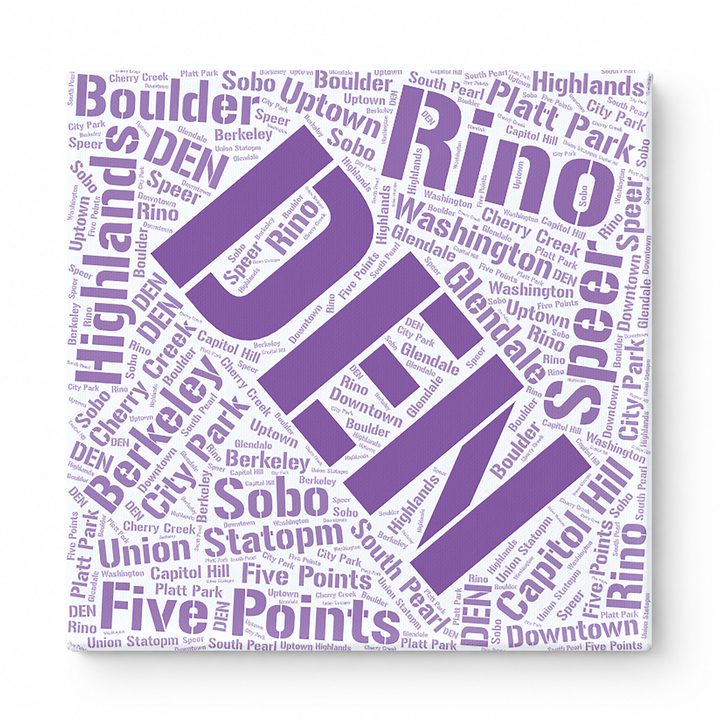 Denver Neighborhoods Word Art — Purple