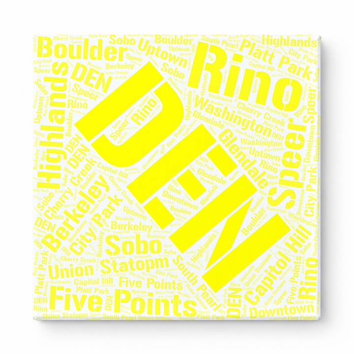Denver Neighborhoods Word Art — Yellow