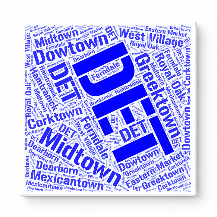 Detroit Neighborhoods Word Art — Blue