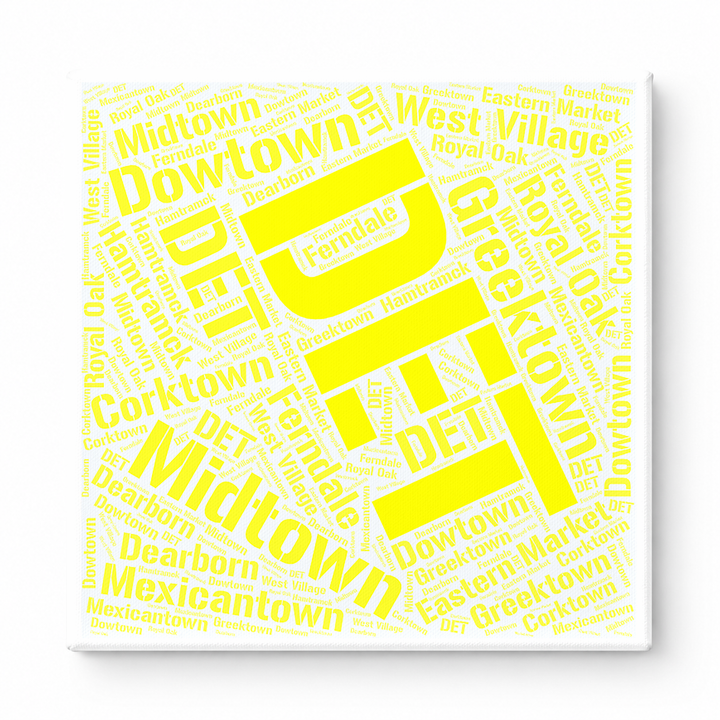 Detroit Neighborhoods Word Art — Yellow