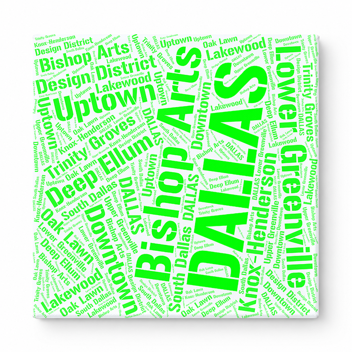 Dallas Neighborhoods Word Art — Green