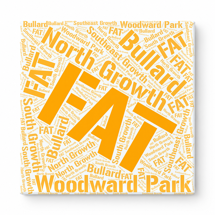 Fresno Neighborhoods Word Art — Orange
