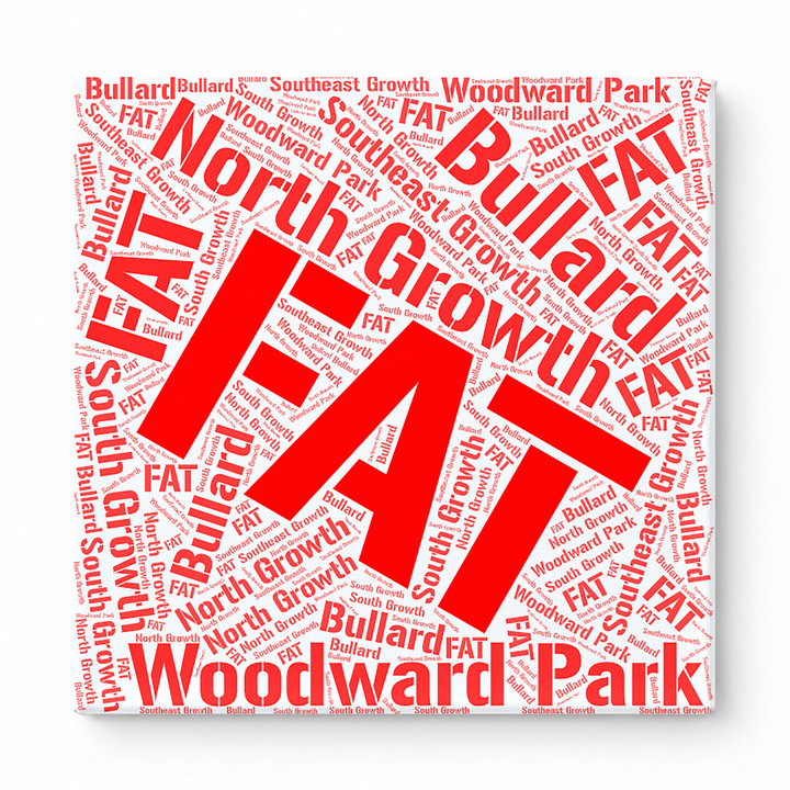 Fresno Neighborhoods Word Art — Red