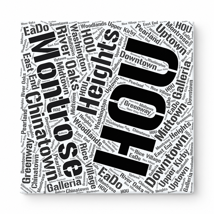 Houston Neighborhoods Word Art — Black