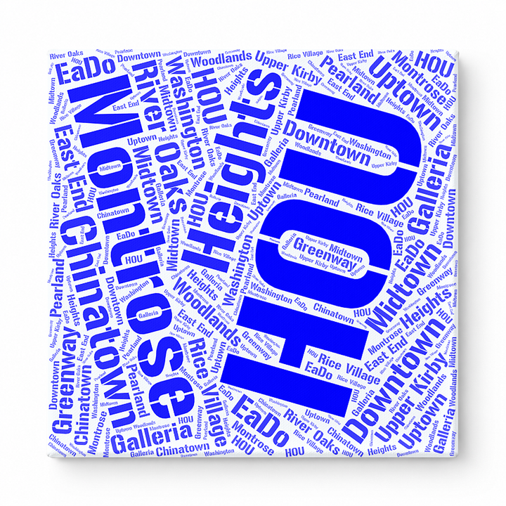 Houston Neighborhoods Word Art — Blue