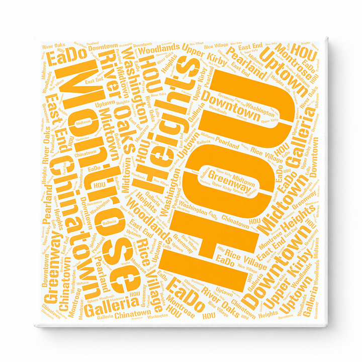 Houston Neighborhoods Word Art — Orange