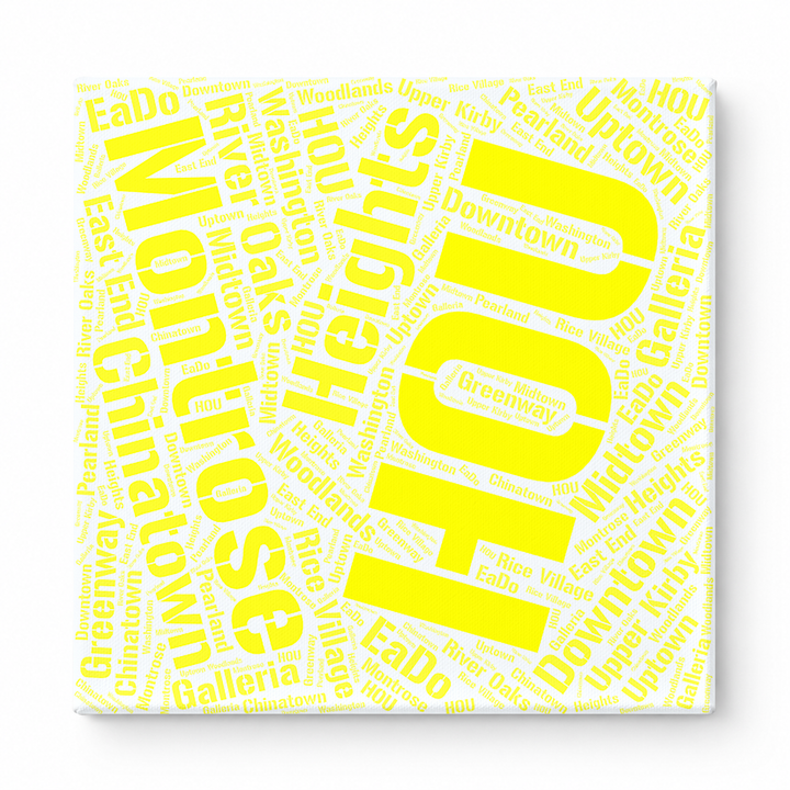 Houston Neighborhoods Word Art — Yellow