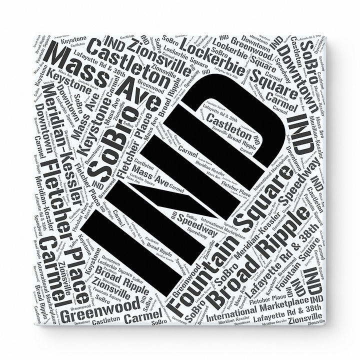 Indianapolis Neighborhoods Word Art — Black