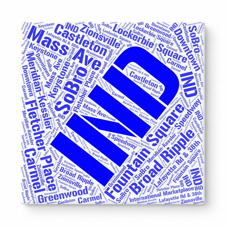 Indianapolis Neighborhoods Word Art — Blue
