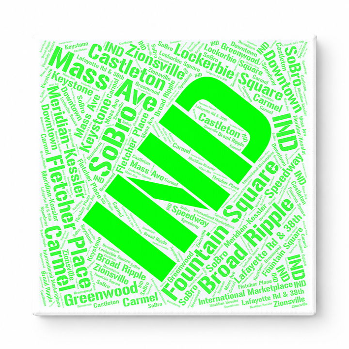 Indianapolis Neighborhoods Word Art — Green