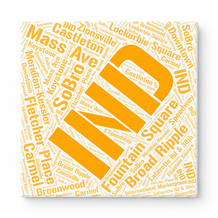 Indianapolis Neighborhoods Word Art — Orange
