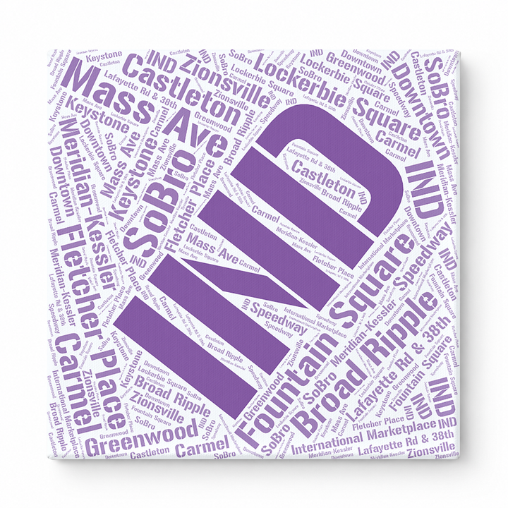 Indianapolis Neighborhoods Word Art — Purple
