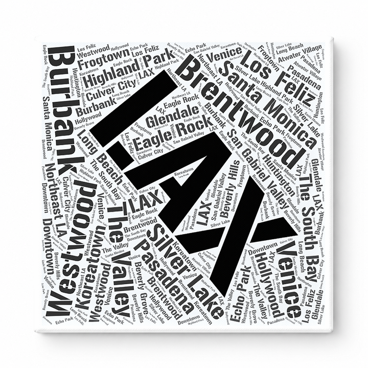 Los Angeles Neighborhoods Word Art — Black