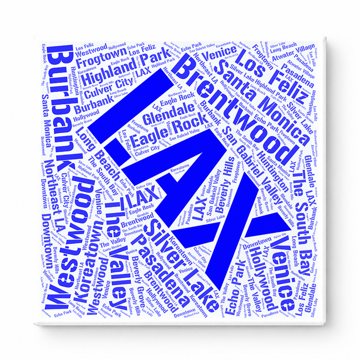 Los Angeles Neighborhoods Word Art — Blue