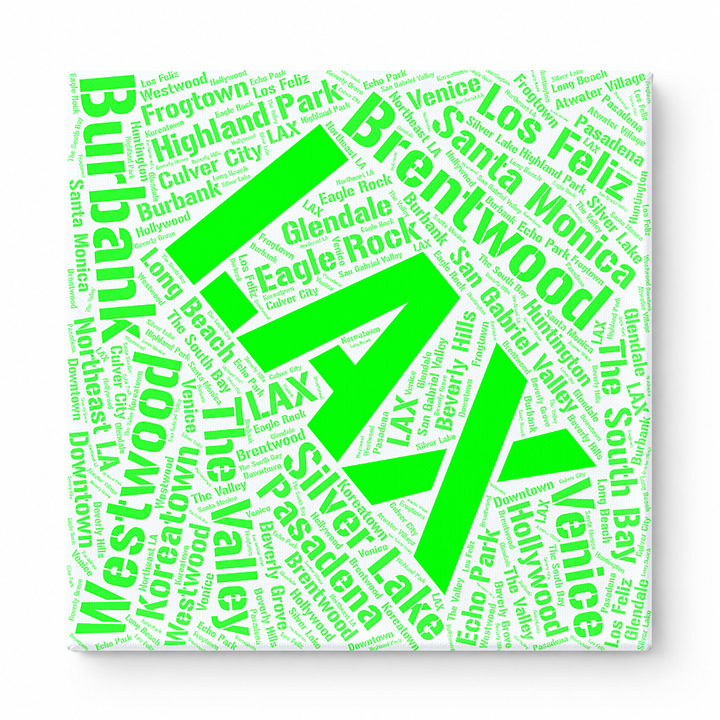 Los Angeles Neighborhoods Word Art — Green