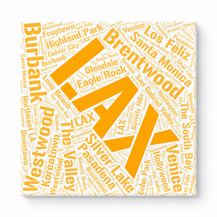 Los Angeles Neighborhoods Word Art — Orange