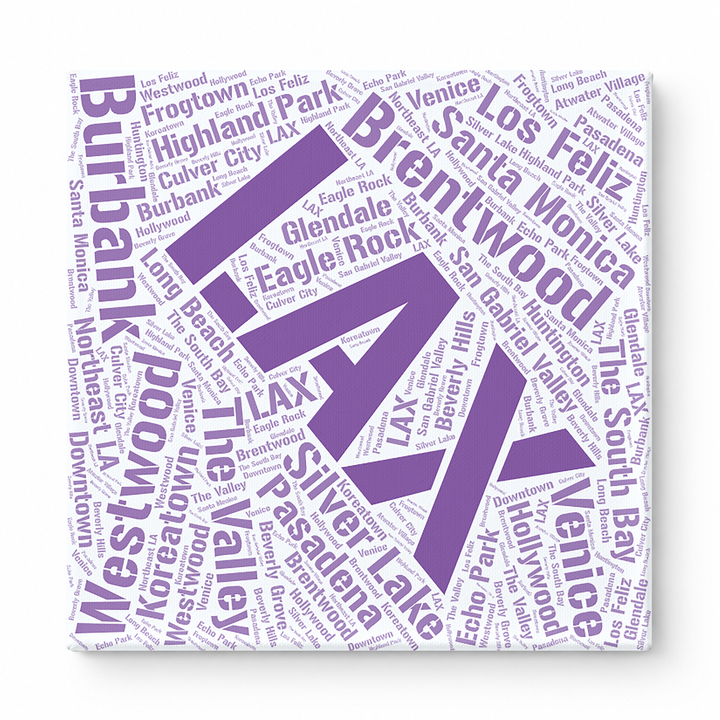 Los Angeles Neighborhoods Word Art — Purple