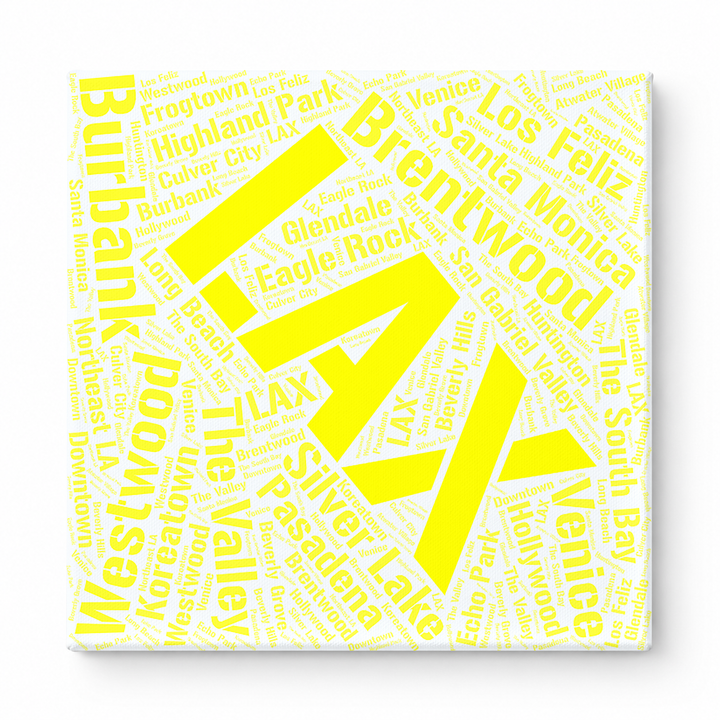 Los Angeles Neighborhoods Word Art — Yellow