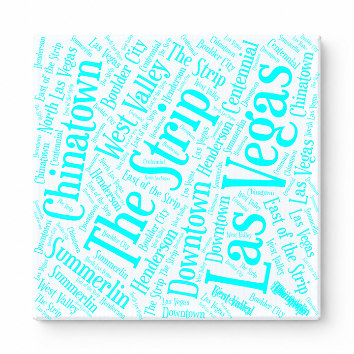 Las Vegas Neighborhoods Word Art — Cyan