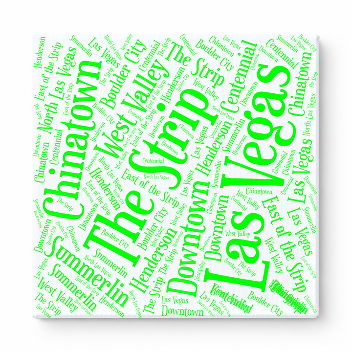 Las Vegas Neighborhoods Word Art — Green