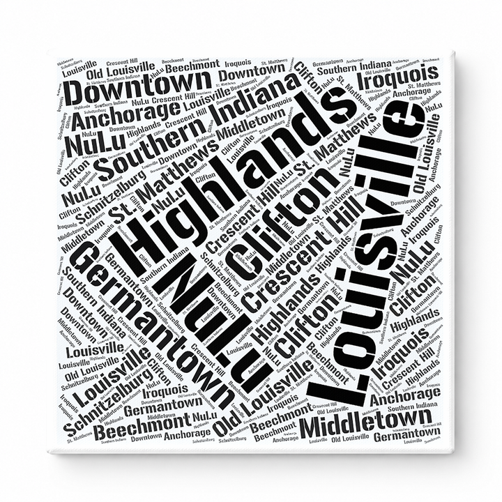 Louisville Neighborhoods Word Art — Black