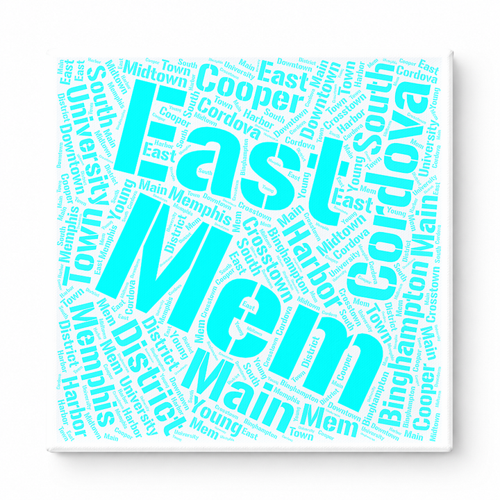 Memphis Neighborhoods Word Art — Cyan