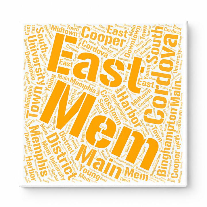 Memphis Neighborhoods Word Art — Orange