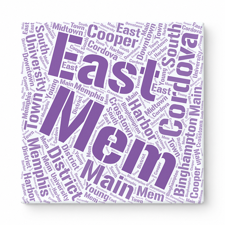 Memphis Neighborhoods Word Art — Purple