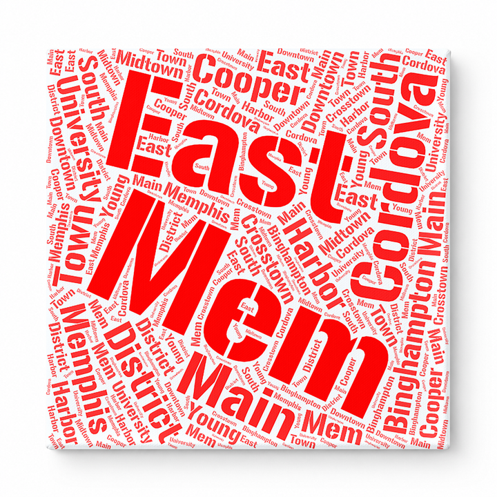Memphis Neighborhoods Word Art — Red