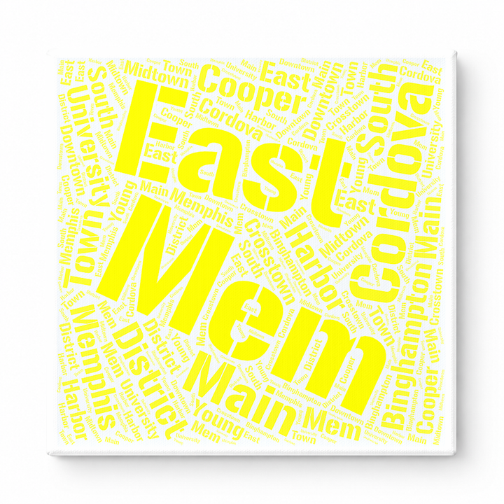 Memphis Neighborhoods Word Art — Yellow