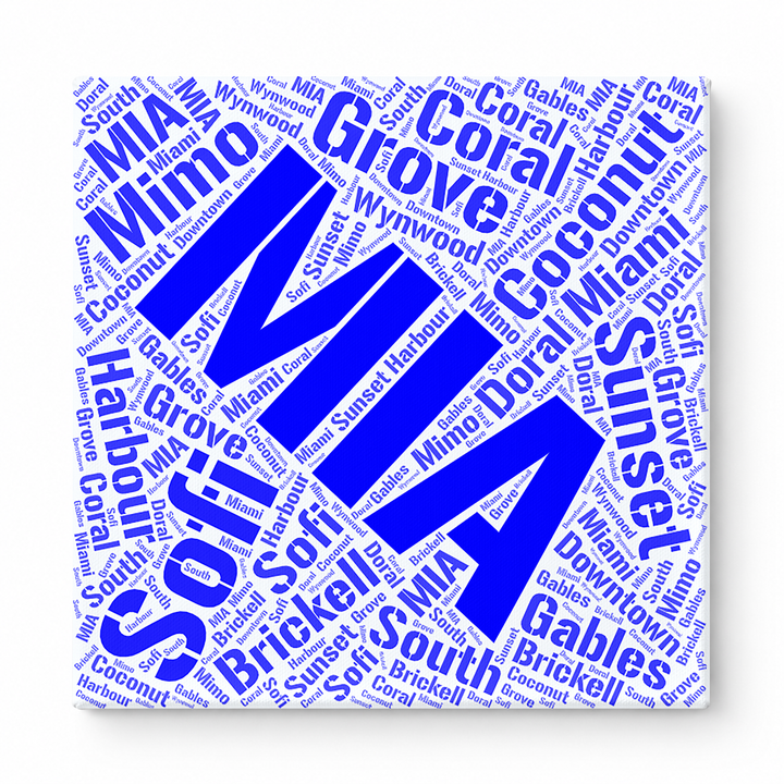 Miami Neighborhoods Word Art — Blue