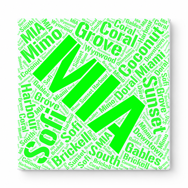 Miami Neighborhoods Word Art — Green