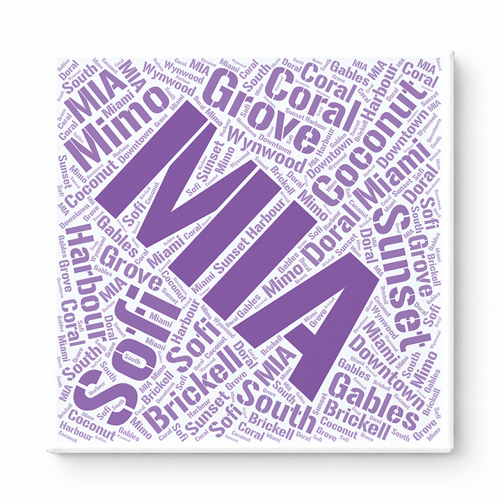 Miami Neighborhoods Word Art — Purple